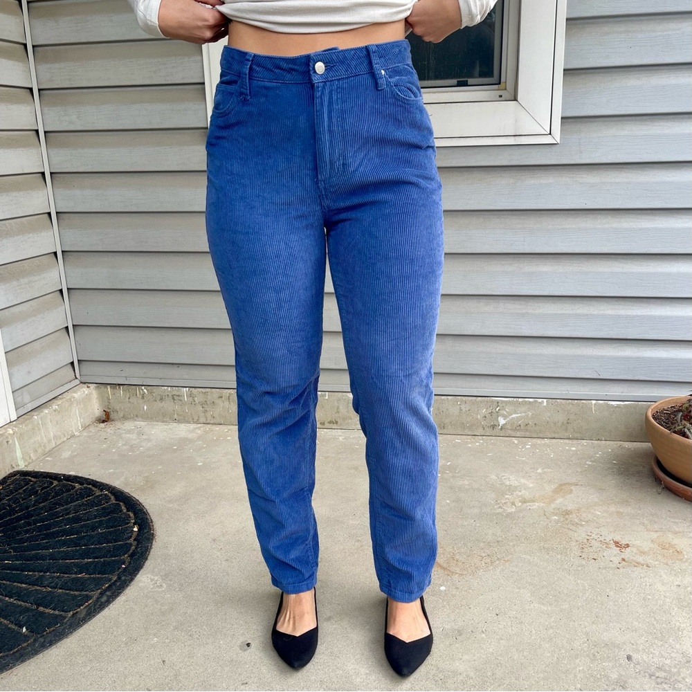 BDG cornflower blue corduroy pants, high rise “mom fit”